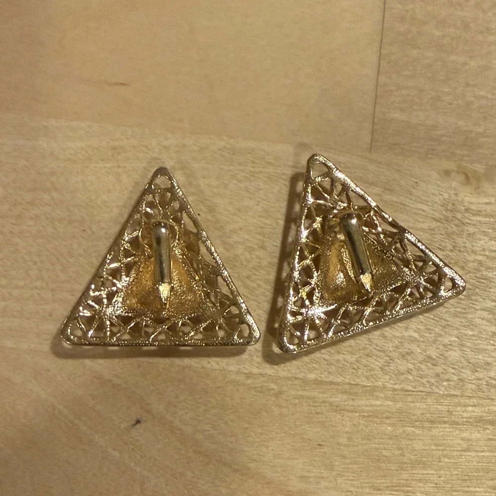 Vintage Gold Triangle Earrings